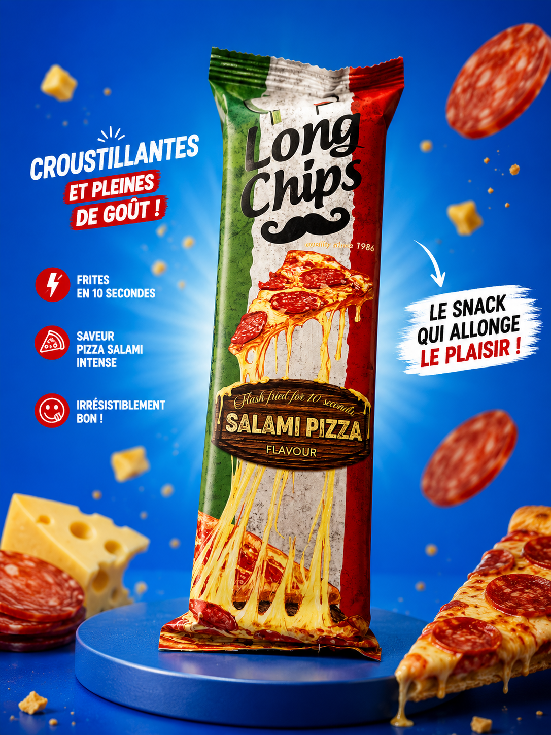 Long chips pizza